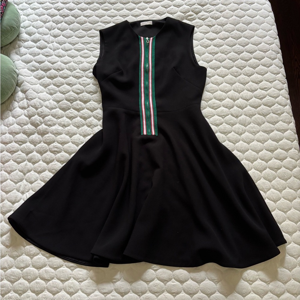 Sandro Black Dress with Zipper and Full Skirt